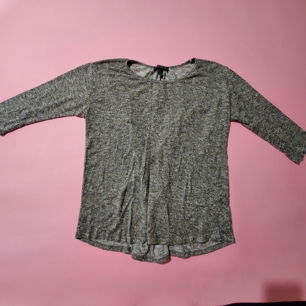 Forever 21 + Sparkle Glitter Knit Top Silver and Gold